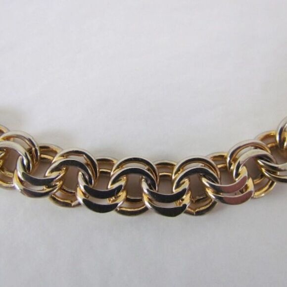 Vintage Hobé Gold & Silver Tone Double Prime Link Necklace 16" - Picture 10 of 10